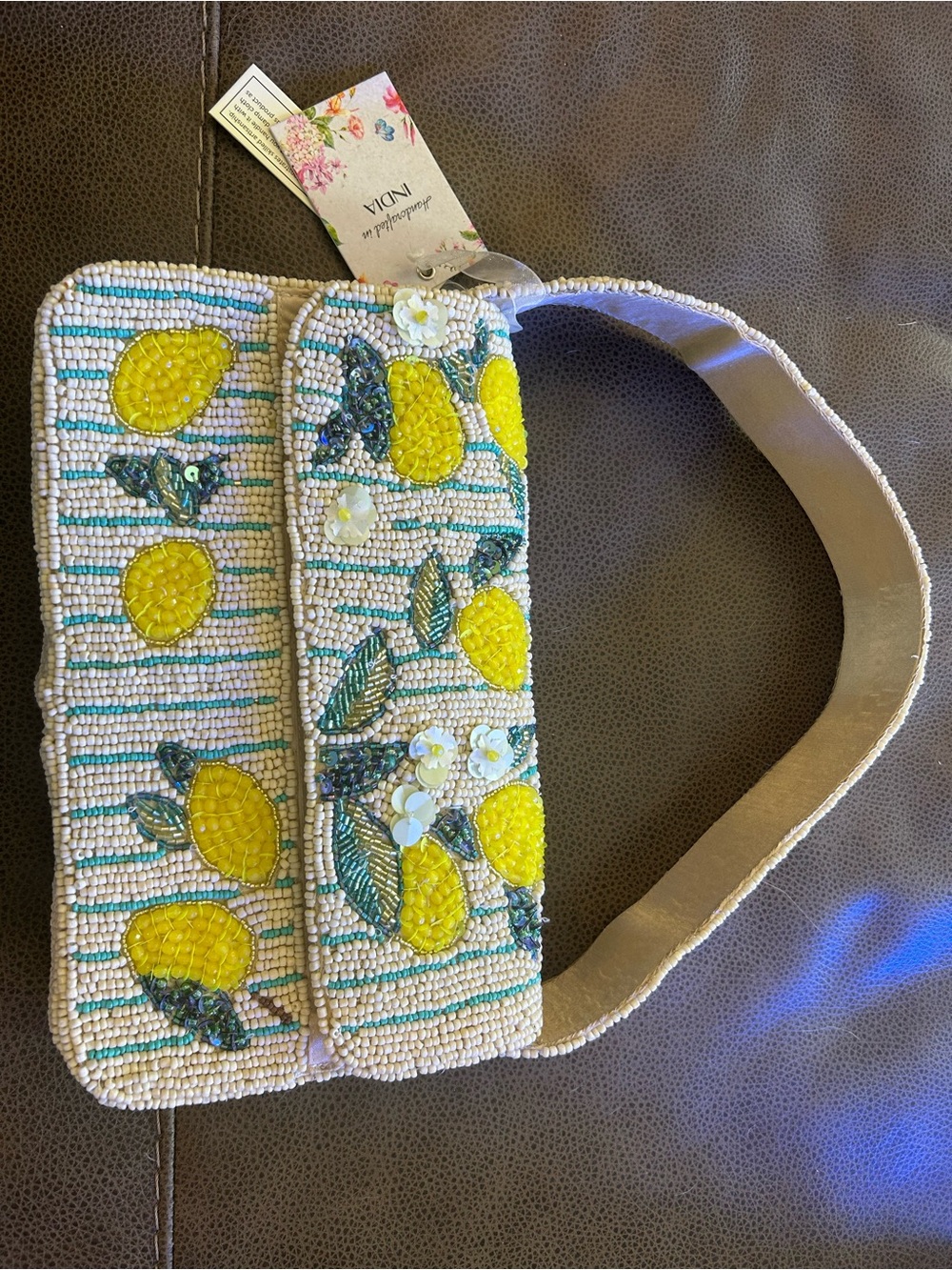 NWT Beaded Lemon Bag - Yellow